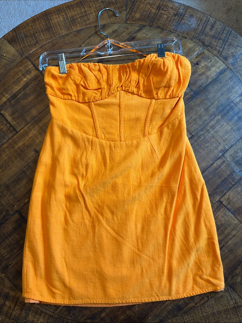 Sky to Moon Strapless Orange Mini Dress